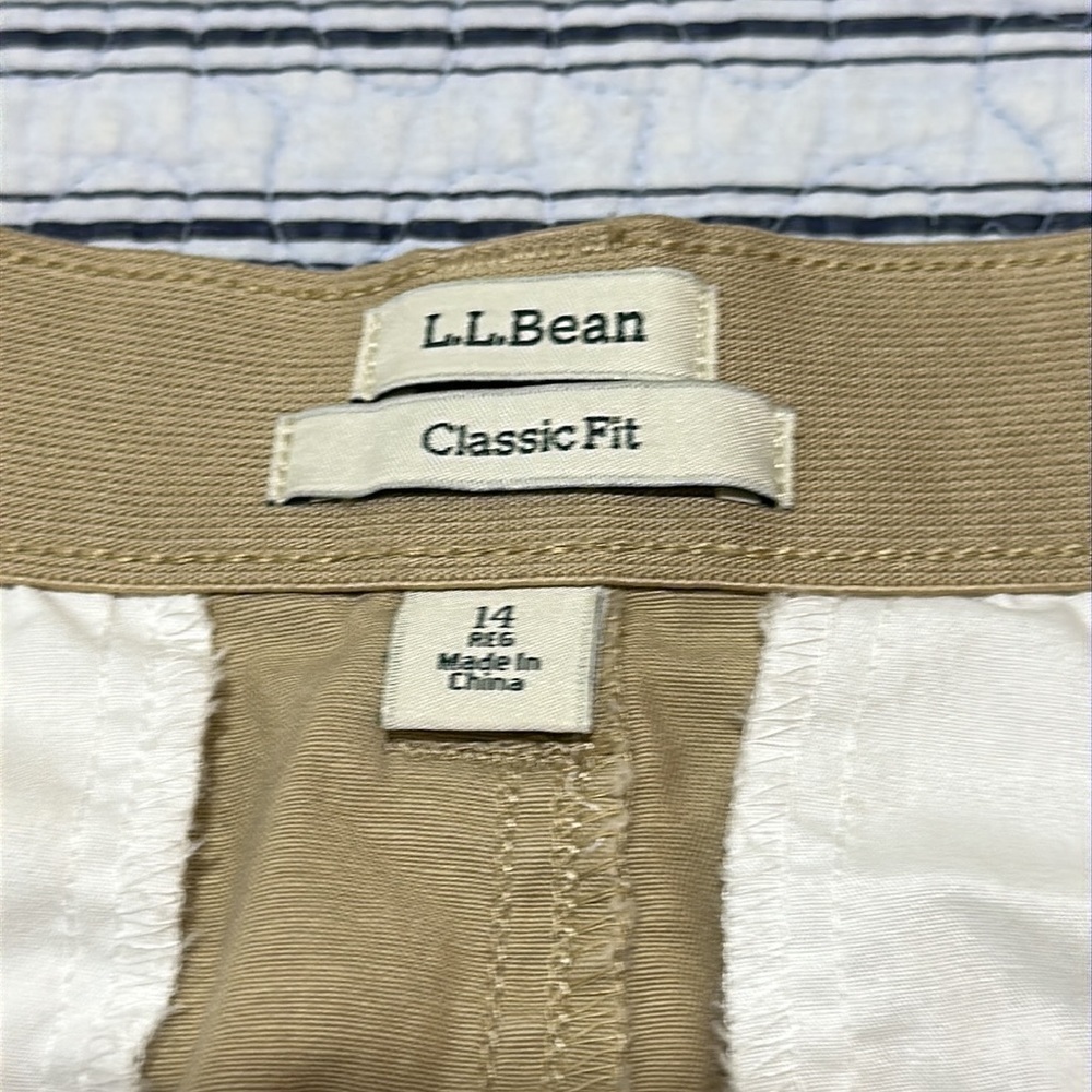 NWT L.L.Bean Skirt Khaki Classic Fit A Line Elastic Waistband Pockets size 14 R - Picture 7 of 16